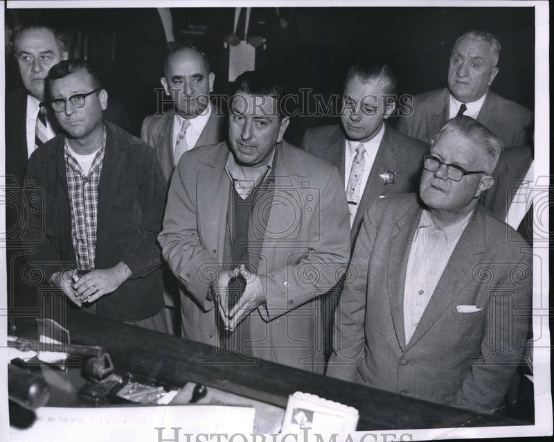Load image into Gallery viewer, 1956 Press Photo Arrested Cab Drivers charged with Disorderly Conduct at Chicago
