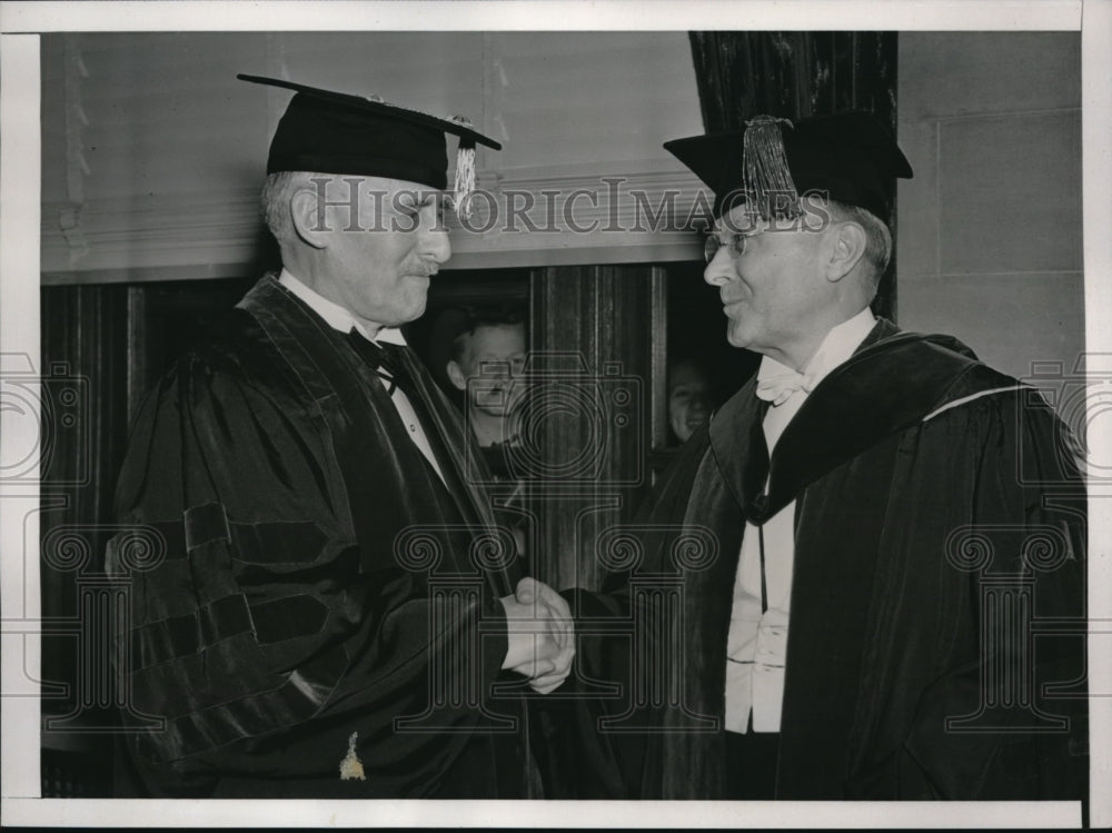 1938 Press Photo John Lord O'Brian and Henry L. Stimson in ceremony at N.Y. Univ