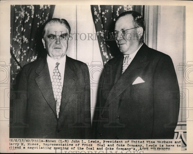 Load image into Gallery viewer, 1949 Press Photo United Mine Workers President John L Lewis and HArry M Moses
