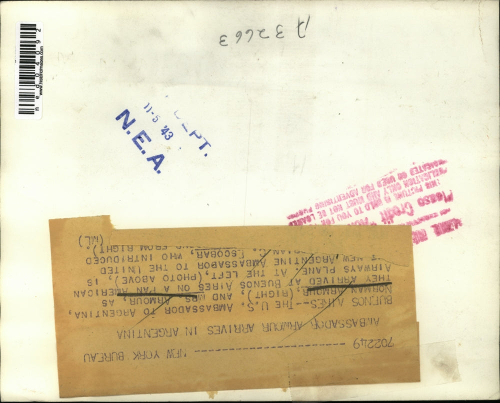 1943 Press Photo Us Amb. to Argentina Norman Armour and his wife