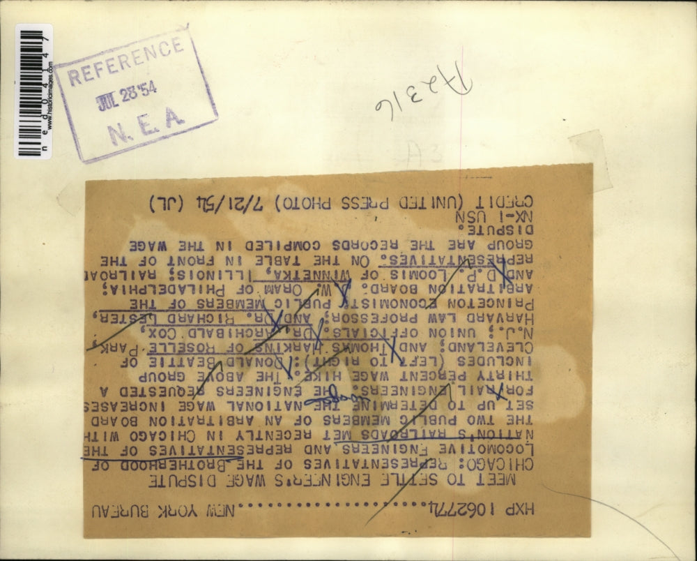 1954 Press Photo Brotherhood of Locomotive Engineers & Nation's Railroads