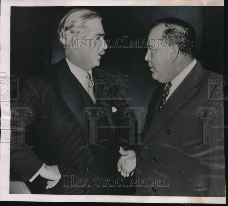 Load image into Gallery viewer, 1952 Press Photo NY UN Trygve Lie &amp; UKs Anthony Eden
