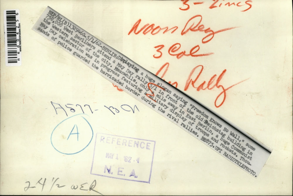 1962 Press Photo Around 750,000 West Berliners attend a May Day rally on May 1