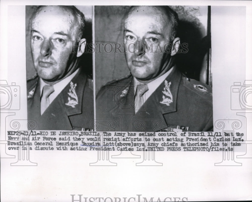 1955 Press Photo Rio De Janiero Brazil President Carlos Luz - ned04314