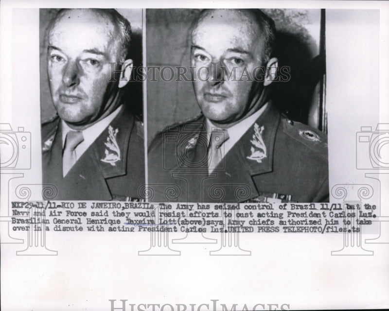 Load image into Gallery viewer, 1955 Press Photo Rio De Janiero Brazil President Carlos Luz - ned04314
