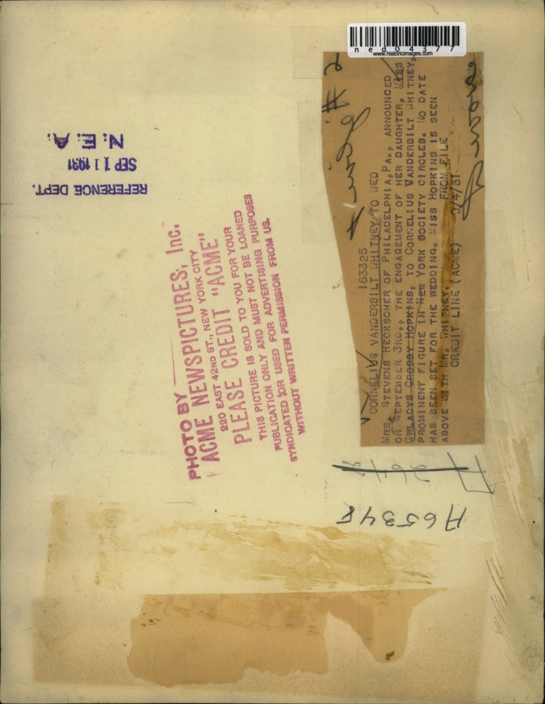 Load image into Gallery viewer, 1931 Media Photo Cornelius V Whitnee &amp; fiancee Gwladys C Hopkins
