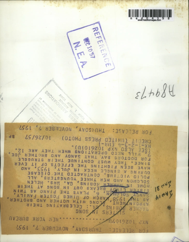 1957 Press Photo Warner Robins Ga Sandy & Lindy Solomon March of Dimes kids