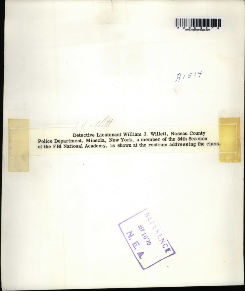 1970 Press Photo Det. Lieut. William Willett at the rostrum addressing the class