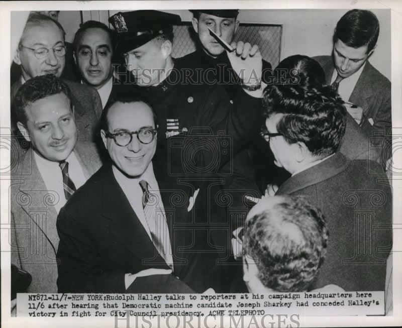 Load image into Gallery viewer, 1951 Press Photo New York Rudolph Haley at campaign headquarters
