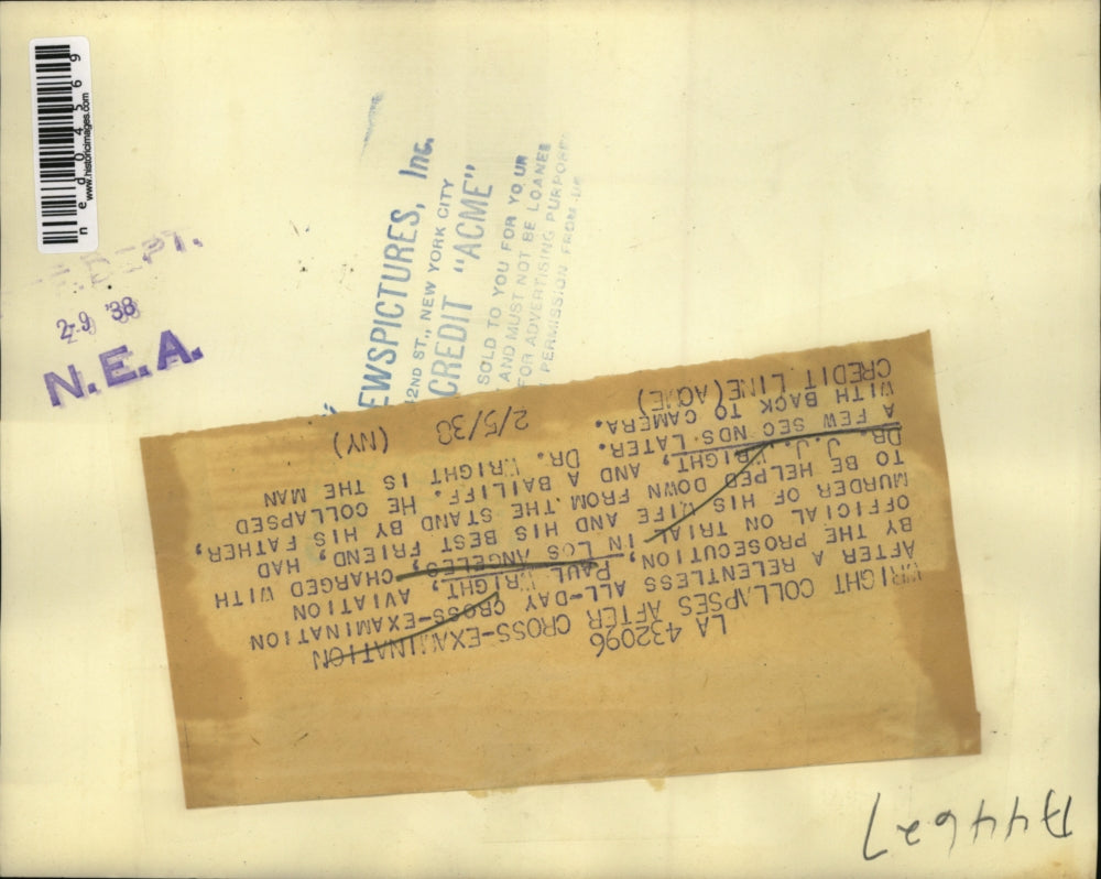 1938 Press Photo Paul Wright & dad Dr JJ Wright at son's murder trial