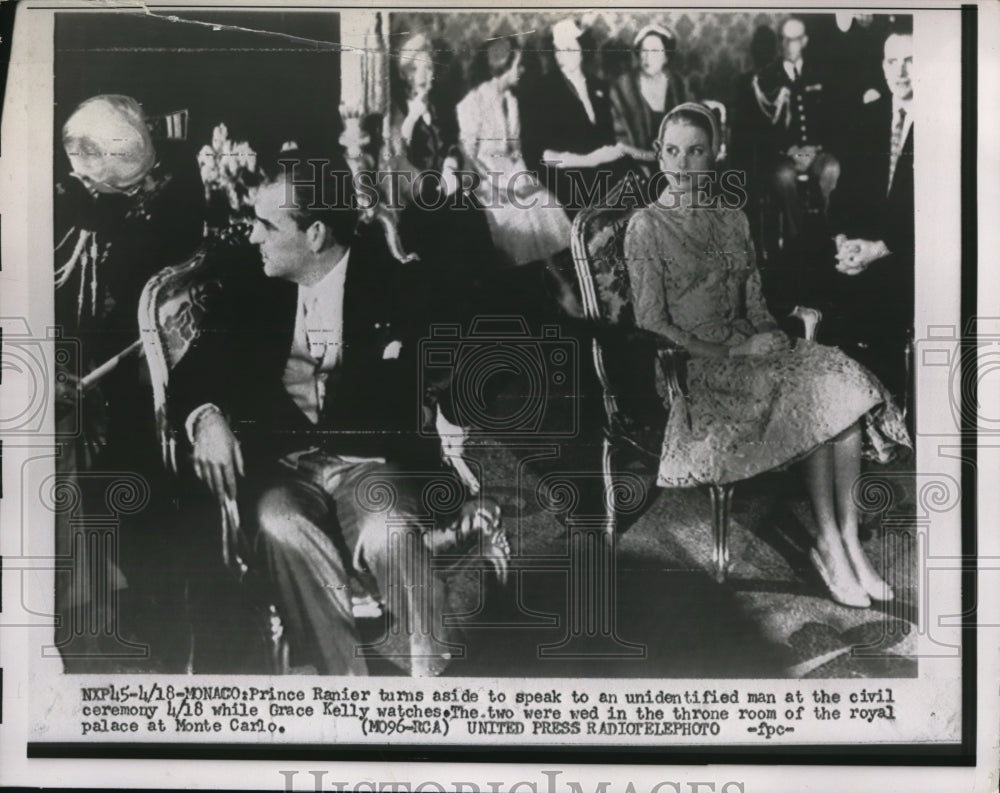 1956 Media Photo Prince Ranier and Grace Kelly at Royal Palace in Monte Carlo