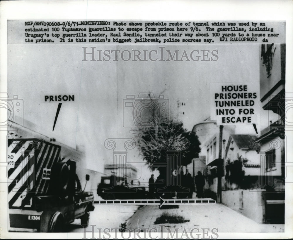 1971 Press Photo Probable route of tunnel the Tupamaros guerrilla used to escape