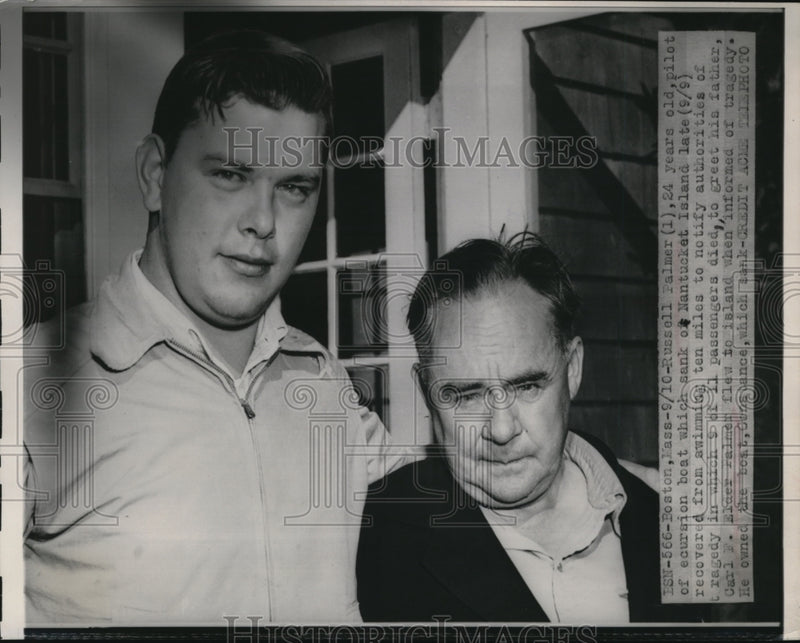Load image into Gallery viewer, 1949 Press Photo R. Palmer survived the boat accident after swimming ten miles
