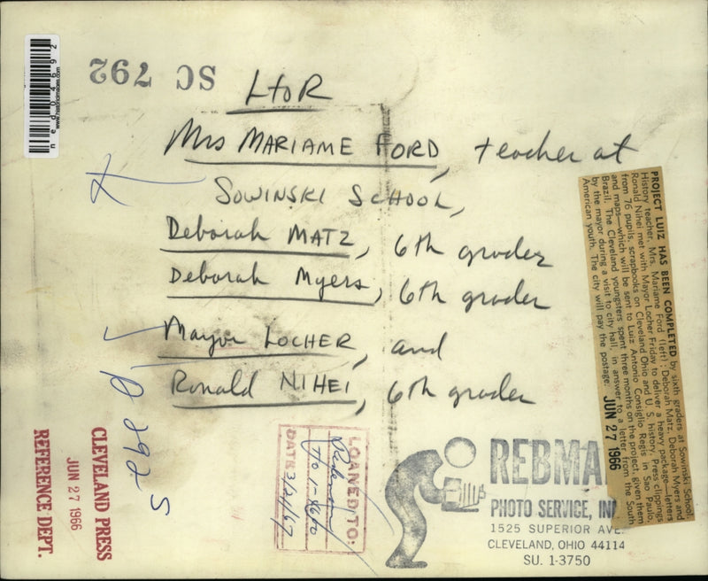 Load image into Gallery viewer, 1966 Media Photo Project Luiz Completed At Sowinski School

