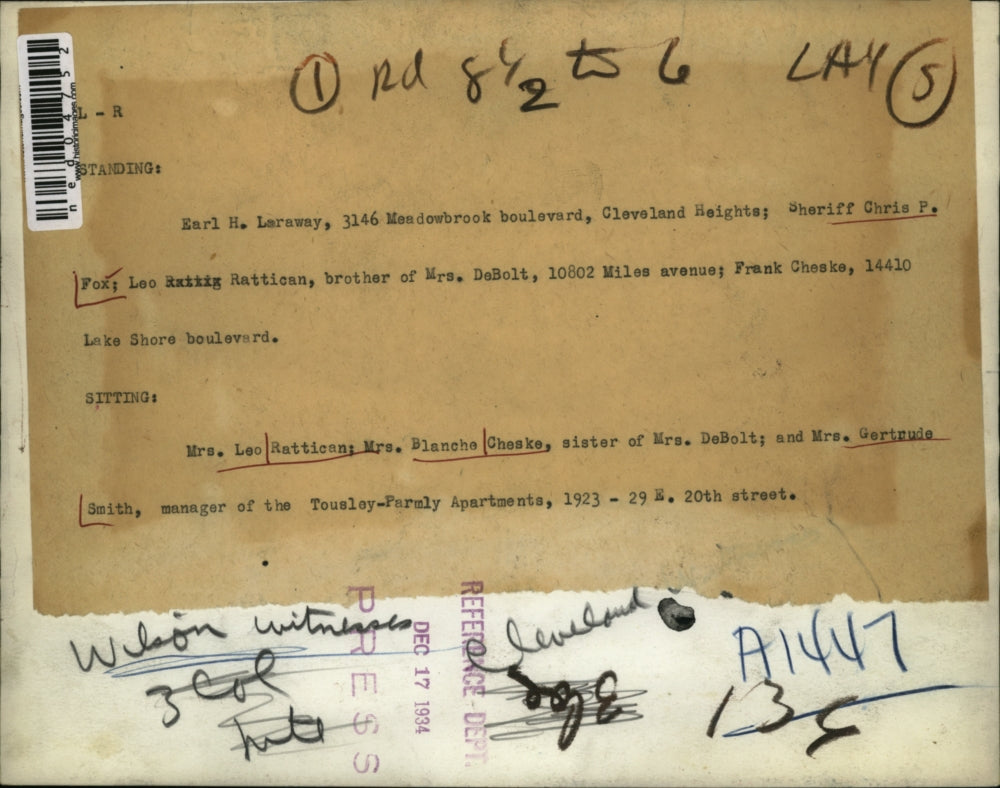 1934 Press Photo A shot of E. Laraway with Fox, Cheskey, Rattican and Smith