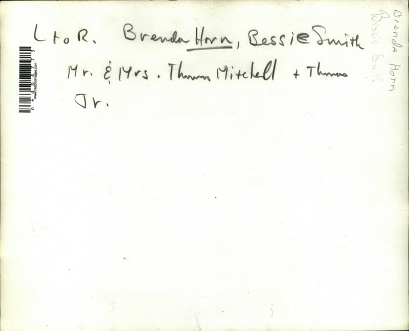 Load image into Gallery viewer, Press Photo Brenda Horn, Bessie Smith, Mr &amp; Mrs Thomas Mitchell &amp; Thomas, Jr
