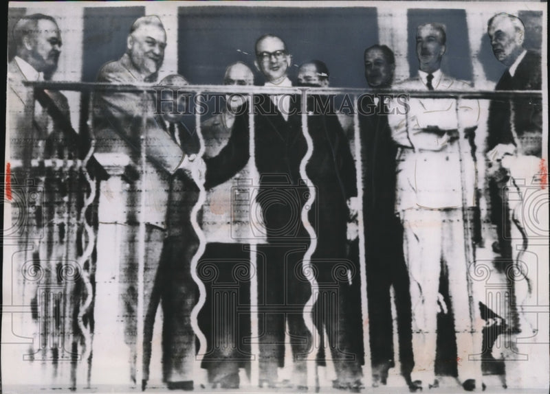 Load image into Gallery viewer, 1955 Press Photo The Members of the Big Four Delegations after the luncheon
