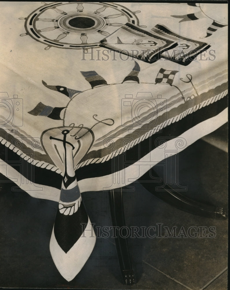 1936 Media Photo Nautical Luncheon Set Made Of Hand Blocked Fine Crash