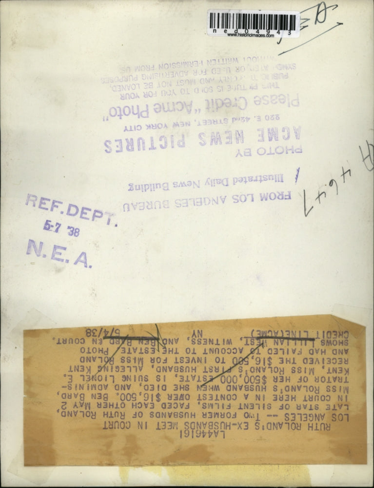 1938 Media Photo The former husbands of Ruth Roland were fighting in court