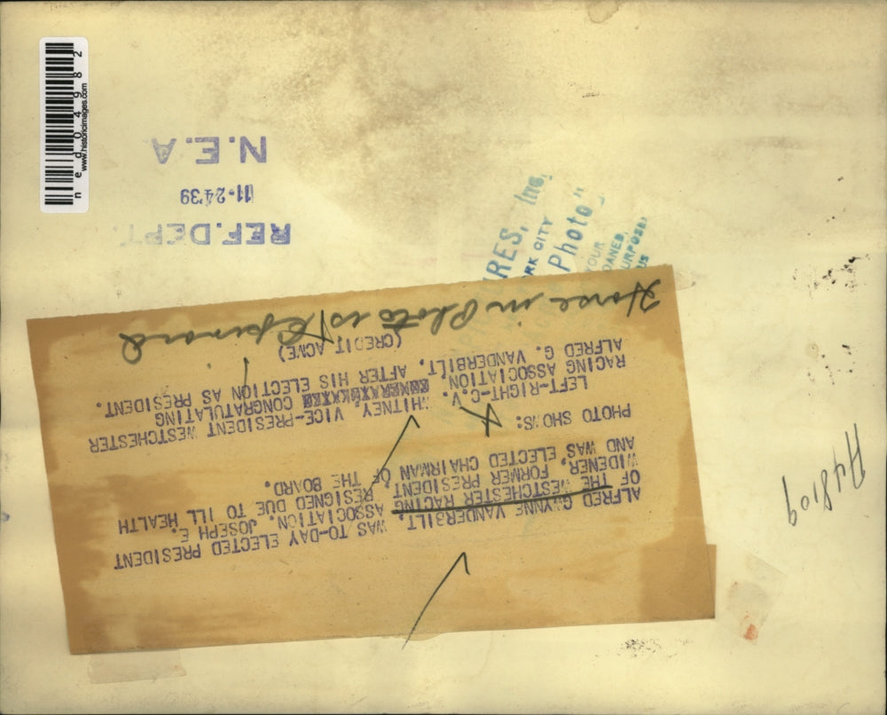 1939 Press Photo Alfred Gwynne Canderbilt Westchester Racing Assoc CV Whitney