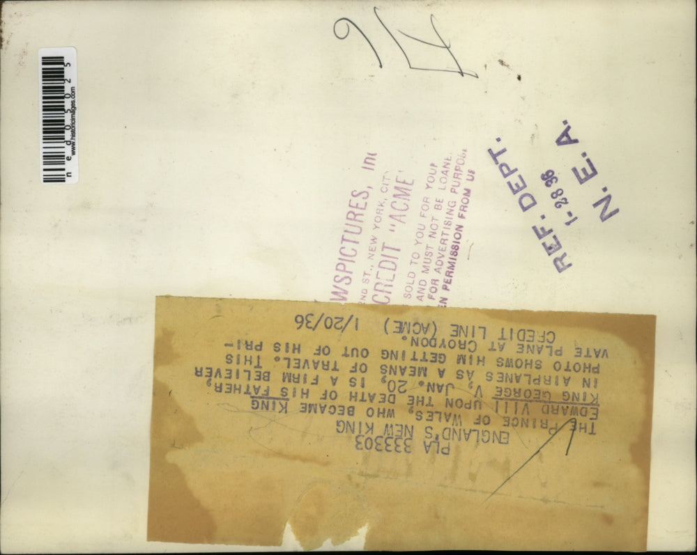 1936 Press Photo The Prince of Wales & his private airplane at Croydon