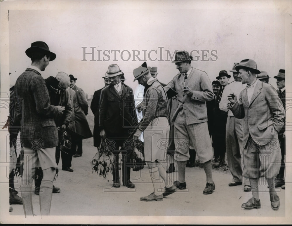 1936 Press Photo King Edward, Lord Sefton partridge hunting