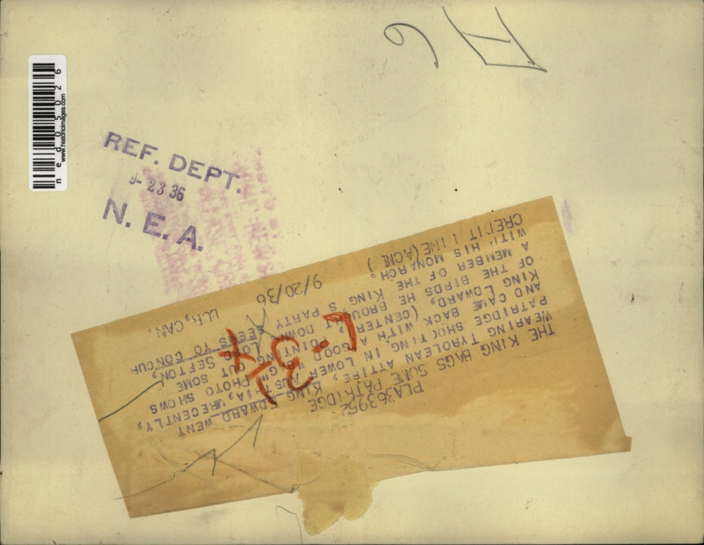 1936 Press Photo King Edward, Lord Sefton partridge hunting