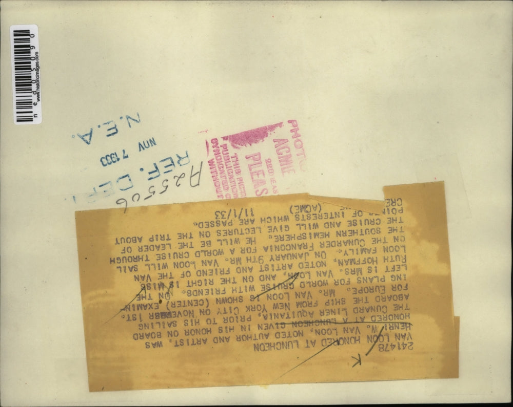 1933 Press Photo Mr & Mrs Henri W Van Loon author & artist, Miss Ruth Hoffman