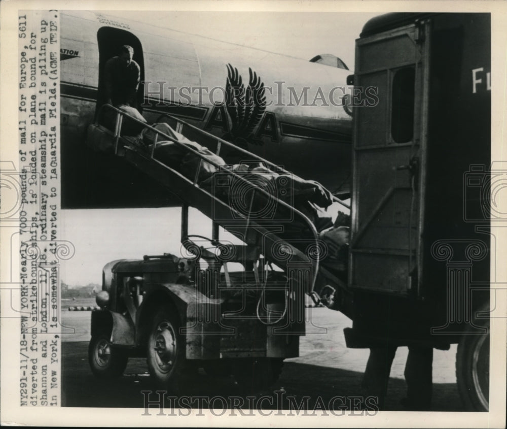 1948 Press Photo Mails from Europe diverted from strikebound ships