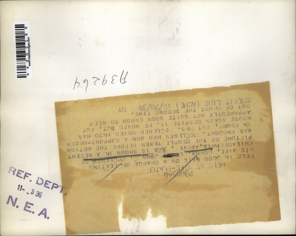 1936 Media Photo John C McClennen of Phila Pa at court beat wife Norma