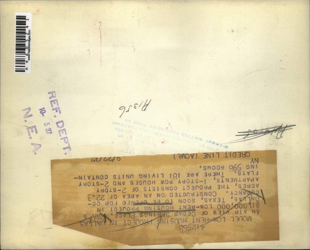 1937 Press Photo Air view of Cedar Springs Place PWA's low rent housing in Dalla