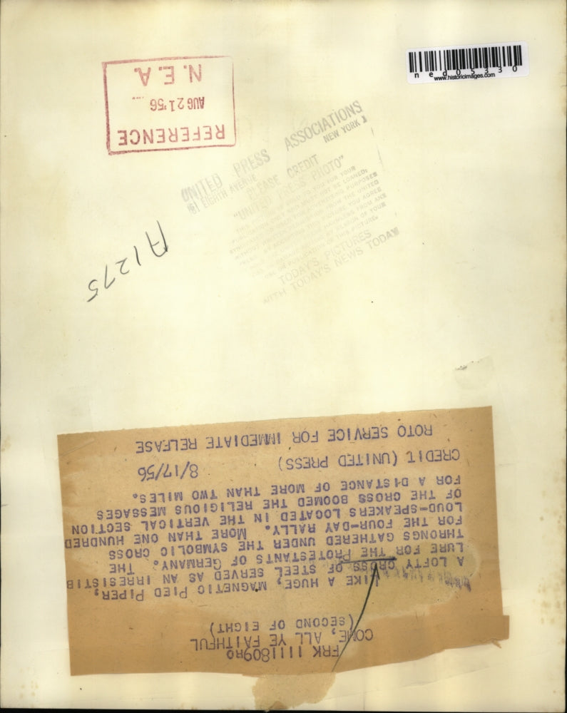 1956 Media Photo Cross made of steel in Germany for a 4 day rally