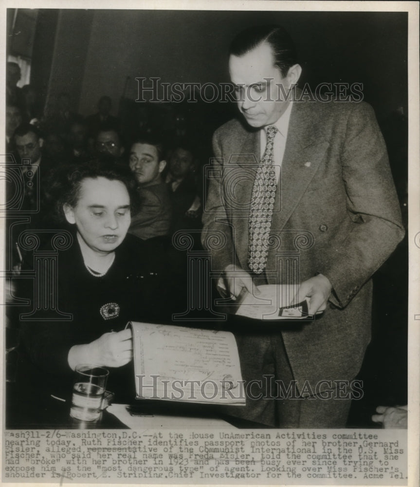 1947 Media Photo Wash DC House Un American Activities Comm Ruth Fischer