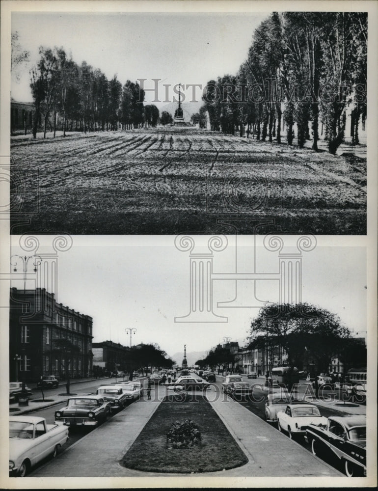 1963 Press Photo 1927 and 1963 View of Busy Street in Lima Peru