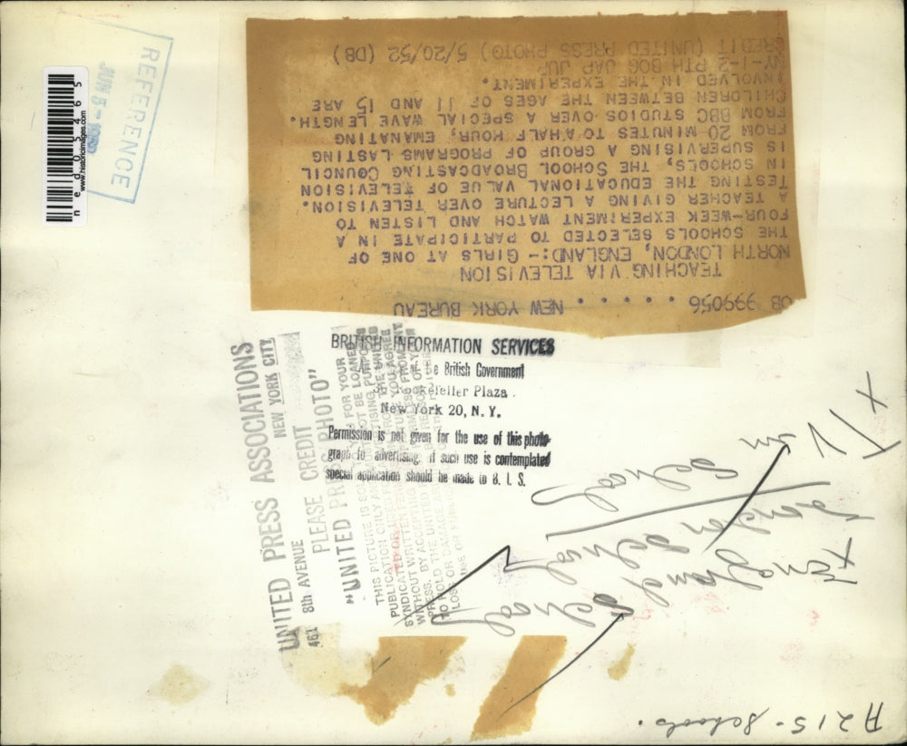 1952 Media Photo N London England girls at school in TV experiment