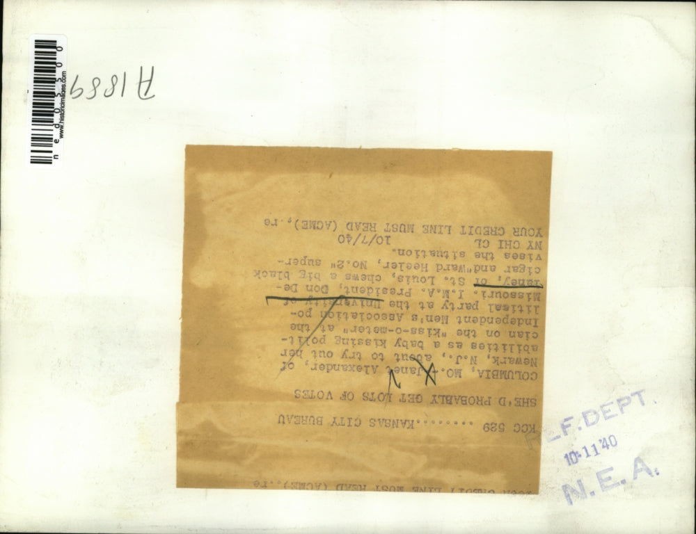 1940 Press Photo The kiss o meter of the University of Missouri political party