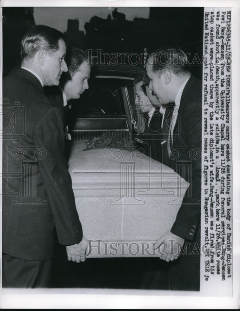 1959 Media Photo Pallbearers on Danish diplomat Povl Bang-Jensen's body