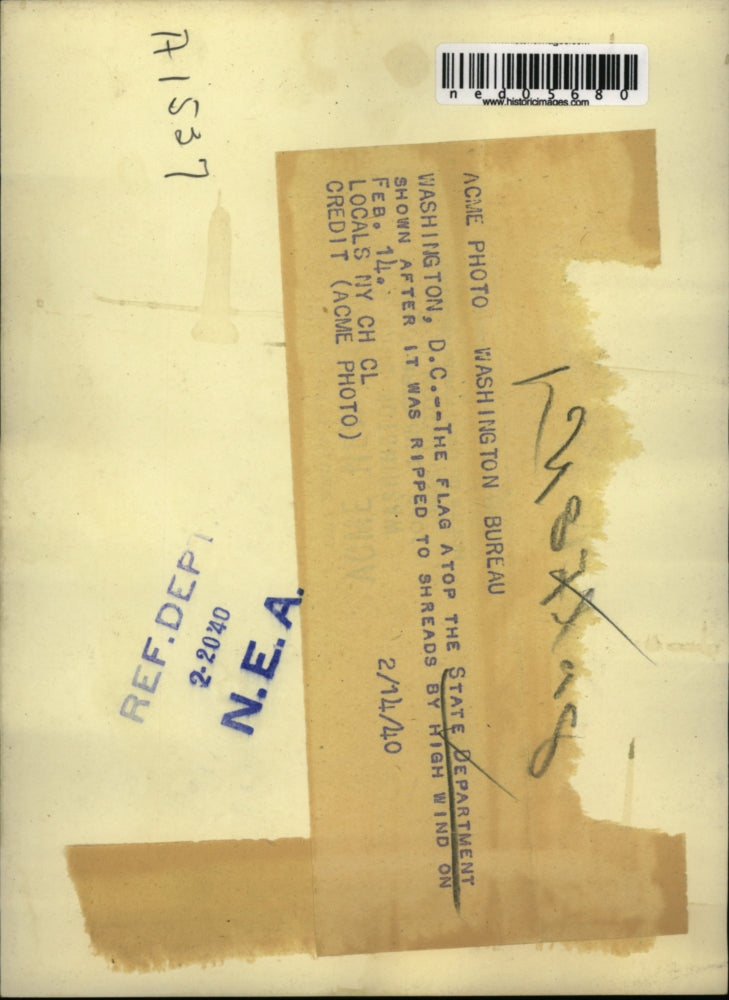 1940 Press Photo Flag atop the State Department in Washington DC - ned05680