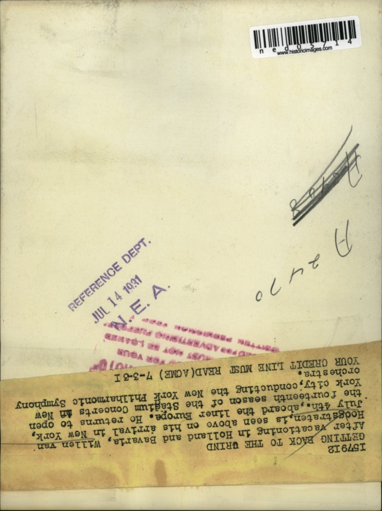 1931 Press Photo Hoogstraten returns to open the 14th season of the N.Y.concerts