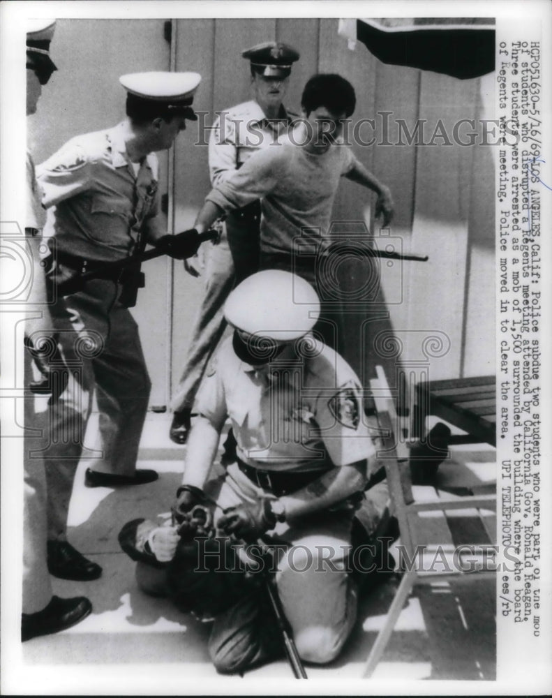 1969 Media Photo Police Subdue students who disrupted Regent meeting at Calif.