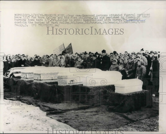 1959 Press Photo Brandon MN funeral Of Kelly family killed in a fire