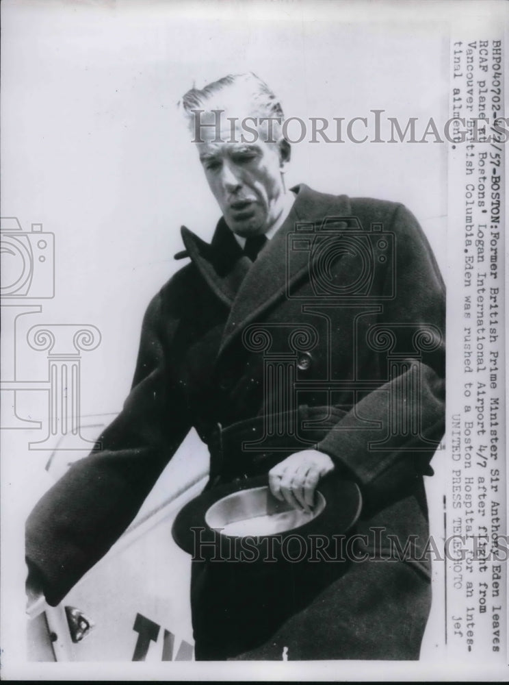 1957 Press Photo Boston former British Prime Minister Sir Anthony Eden