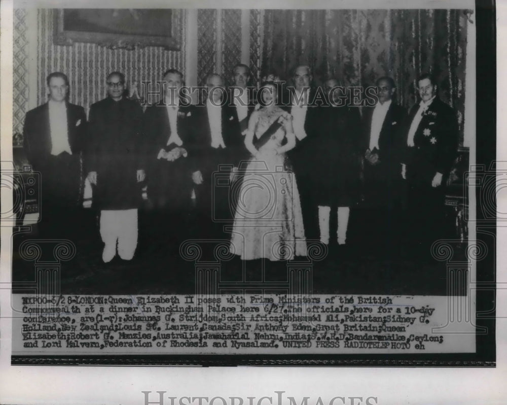 1956 Press Photo London Queen Elizabeth &amp; Prime Ministers,Strijden,- Historic Images