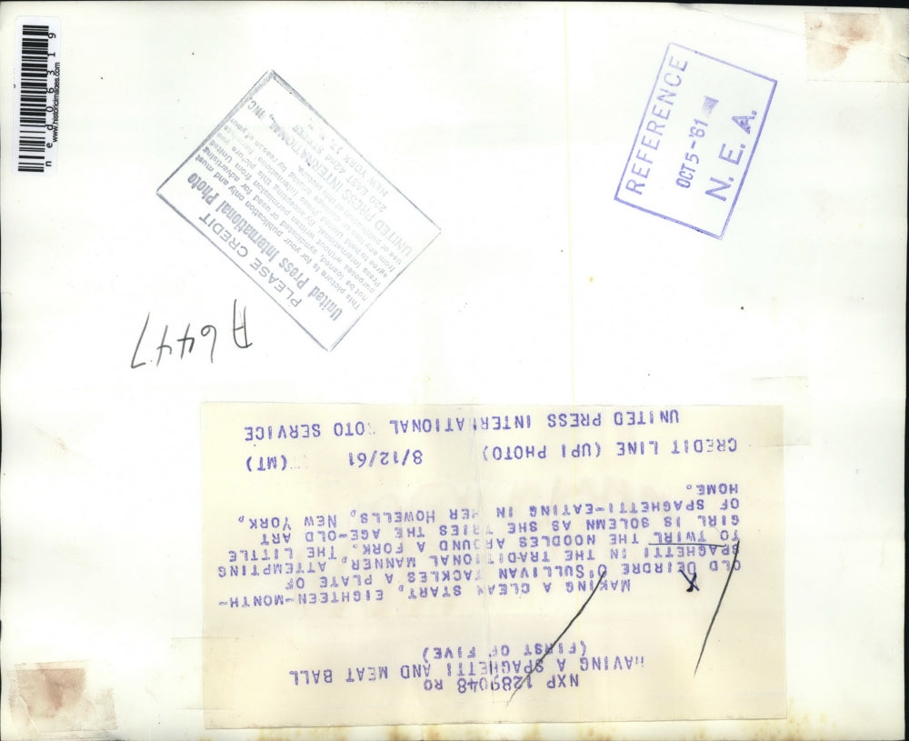 1961 Media Photo Diedre O'Sullivan Detroit Child Eating Spaghetti