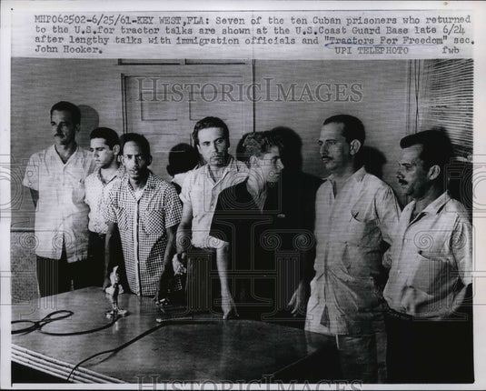 1961 Press Photo Tractors for Freedom Sec. Hooker asks the Cuban prisoners