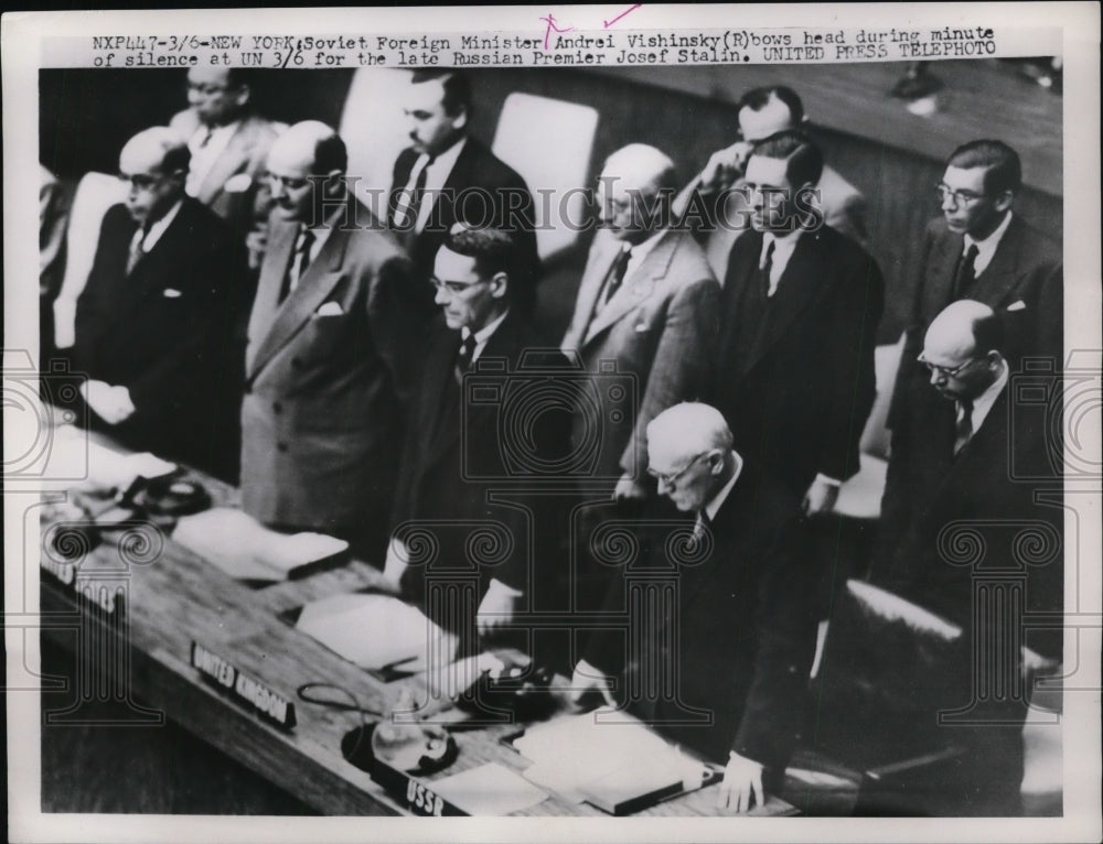 1953 Press Photo New York Soviet Foreign Minister Andrei Vishinsky Josef Stalin