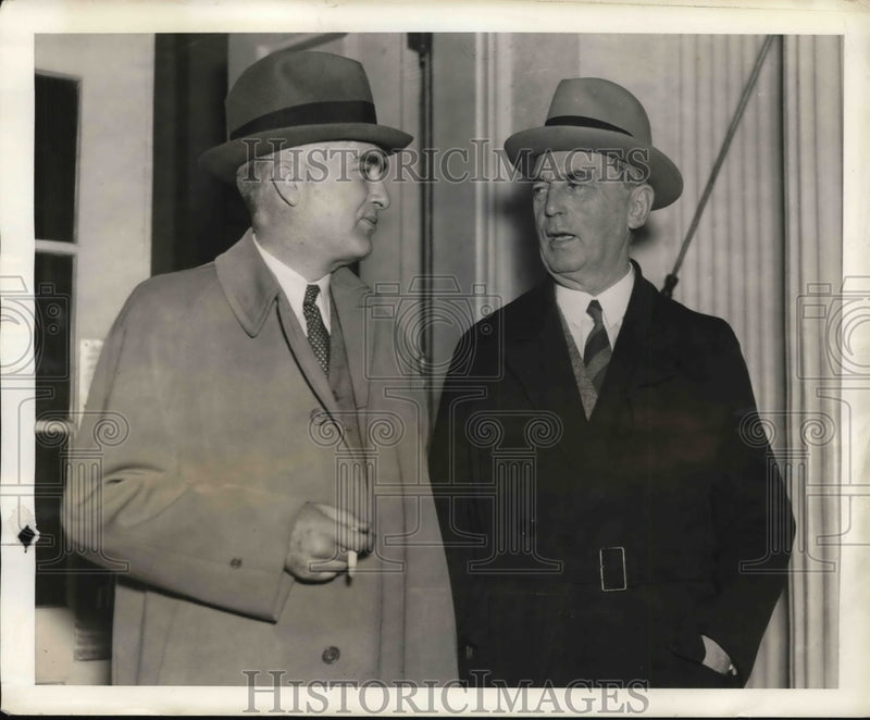 Load image into Gallery viewer, 1938 Media Photo Asst Sec of Navy Chas Edison &amp; Adm Wm Leahy at White House
