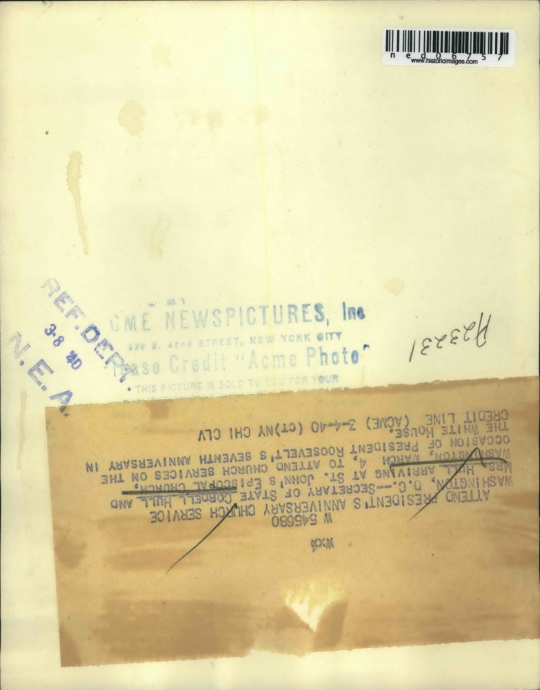 1940 Press Photo Sec State Cordell Hull & wife attend President's Anniversary