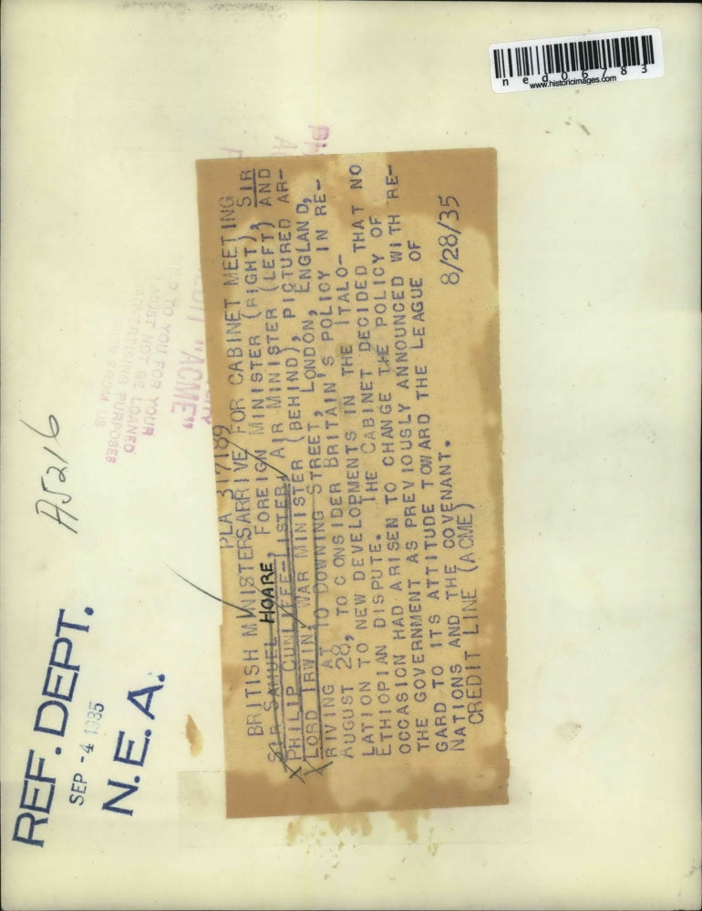 1935 Press Photo Sir Samuel Hoare, Sir Philip Cunliffe-Lister, and Lord Irwin