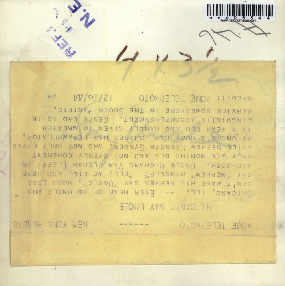 1944 Media Photo Little boy Richard Van Vlerah is an uncle to a baby boy Kenneth